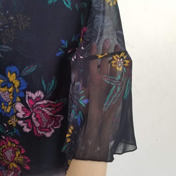 Cabi Olivia Floral Sheer Bell Sleeve Blouse 3506 - Picture 8 of 12
